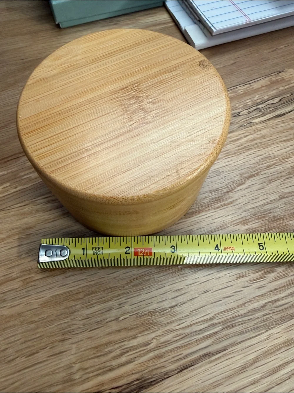 Natural Bamboo Storage Jar with Lid - Light Wood Color